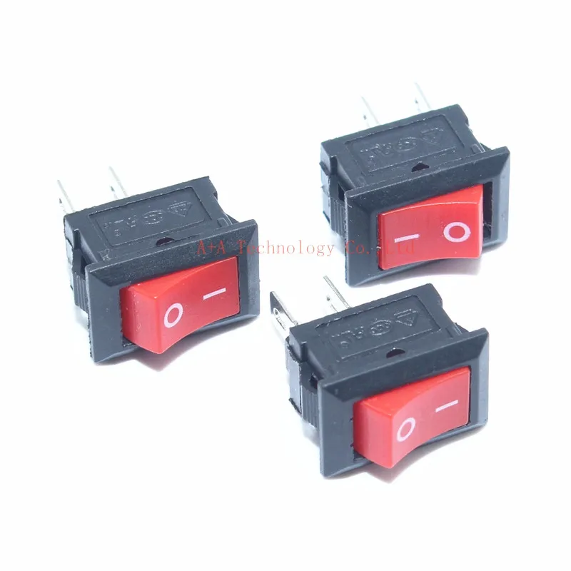 10 шт. KCD11 10*15 мм вкл. Выкл. 3Pin 3A 250V Красный кнопочный клавишный переключатель AC 10X15