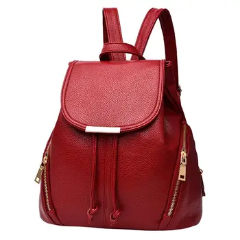 

Womens PU Leather Backpacks Satchels Flap Cover Casual Drawstring School Bag For Girls Travel Backpack Rucksack