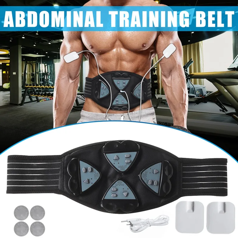 

SGODDE 1Set Black ABS + PU +Silicone Abdominal Muscle Training Belt Arm Back Body Fitness Training Machine Keep Fit Body Buildin