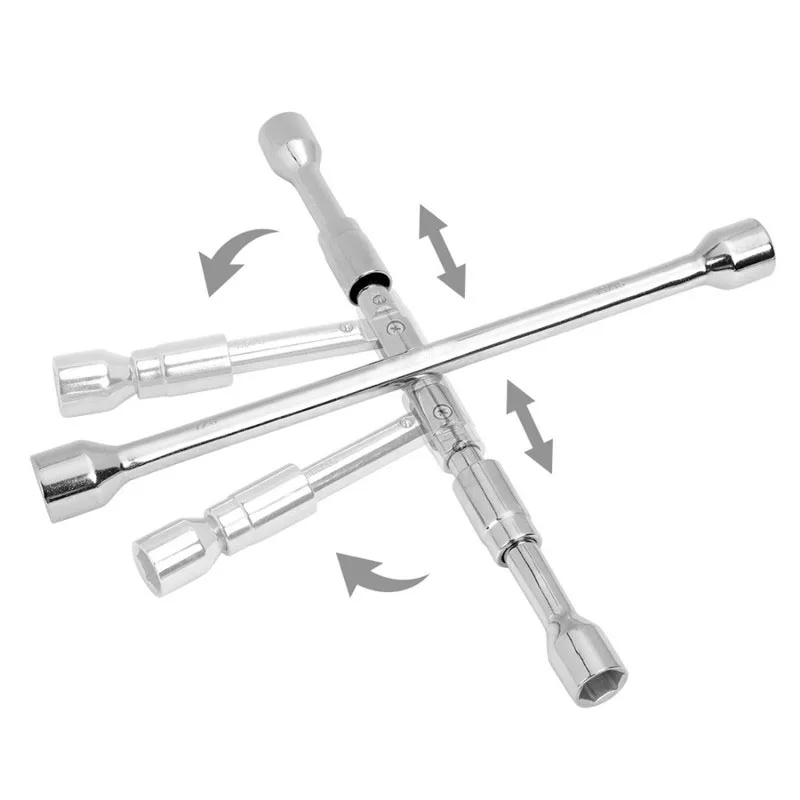 

1pc 4 Way Folding Wrench Car Repair Tool Chrome Vanadium Steel Socket Wrench Cross Wrench Tyre Remover Mounting Spanner Durable