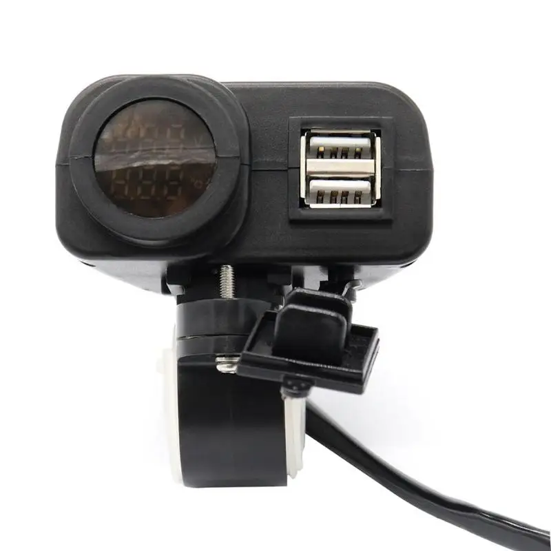 

Motorcycle Dual USB Charger Adapter with Digital Voltmeter Thermometer High and Low Temperature Resistant Materials Charger