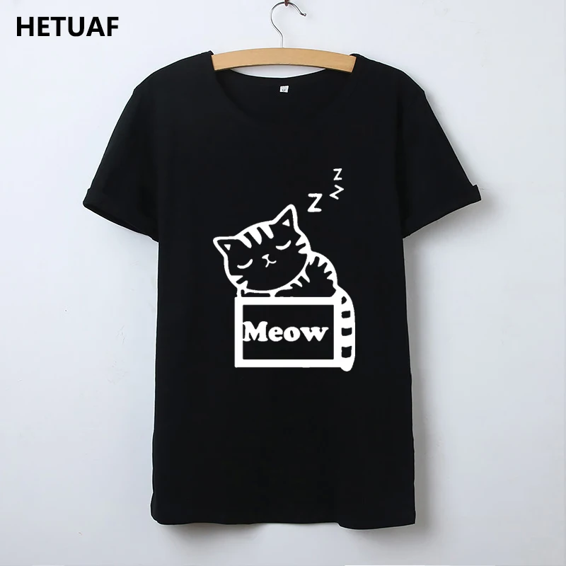 HETUAF Kawaii с котом для детей от двух до восьми лет футболка женские футболки принтом