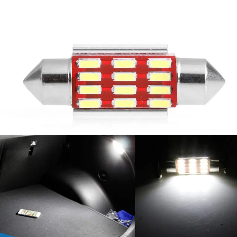 

10pcs 36mm 12V 3W 6500K 260LM 4014 SMD White Festoon Dome LED Lamp Car License Plate Light