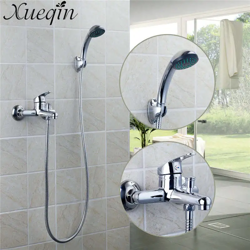 

Chrome Wall Mounted Shower Faucet Sets Bathroom Waterfall Shower Faucet Bathtub Thermostatic Mixer Tap With Hand Shower Head