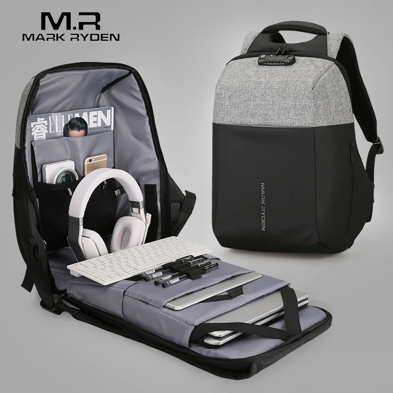 

Steven New Anti-thief USB Recharging Laptop Backpack Hard Shell No Key TSA Customs Lock Design Backpack Men Travel Backpack