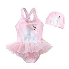 Детские купальники для девочек Купальники+ шляпа комплект одна деталь купальник для детей ванный комплект малышей мультфильм печати одежда заплыва