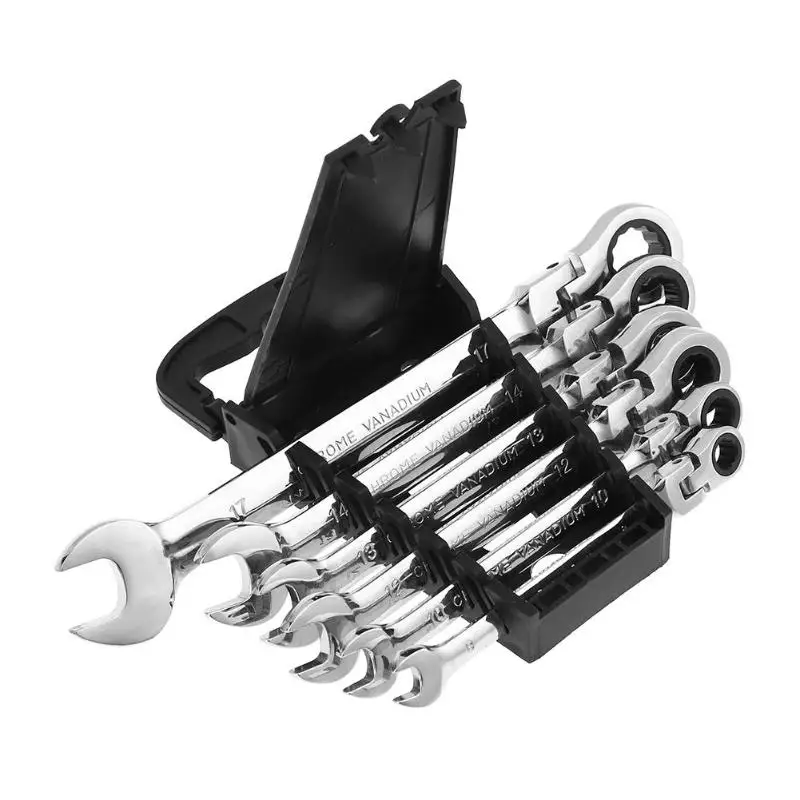

6pcs Multi use Steel Wrenches 72 Teeth Ratchet Wrench Set Dual Use Spanners Tools Kit Fixed Movable Double-sided Head Tools