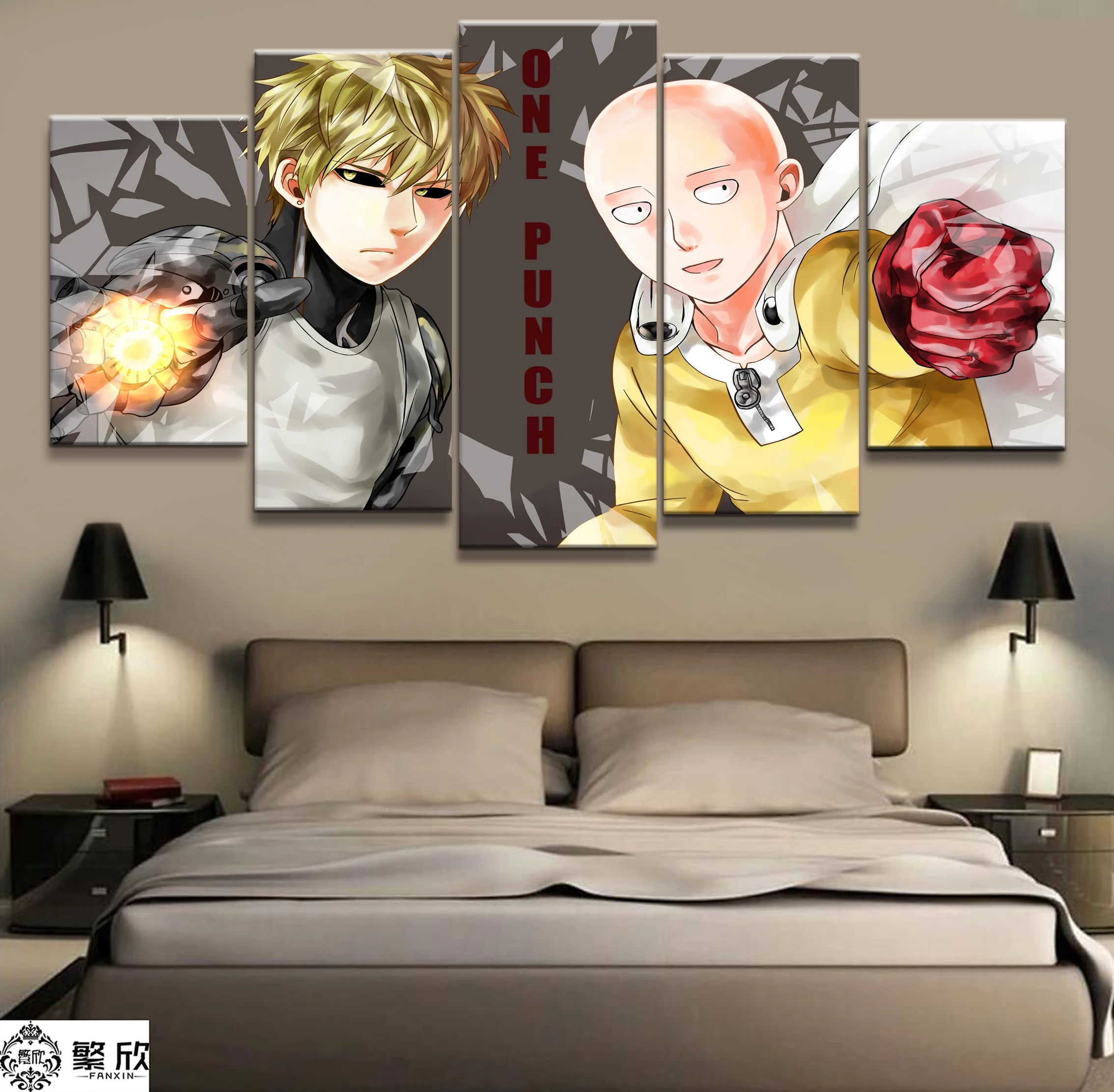 

Home Decor Modular Canvas Picture 5 Piece One Punch Man Saitama Anime Figure Painting Poster Wall For Home Canvas Wholesale