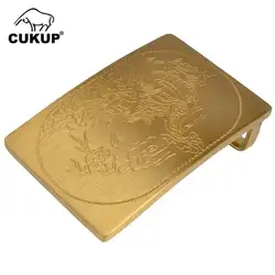 CUKUP уникальный дизайн резьба Рисунок дракона Мужской китайские стили гладкой золотой человек пряжки ремня Твердый латунный металлический