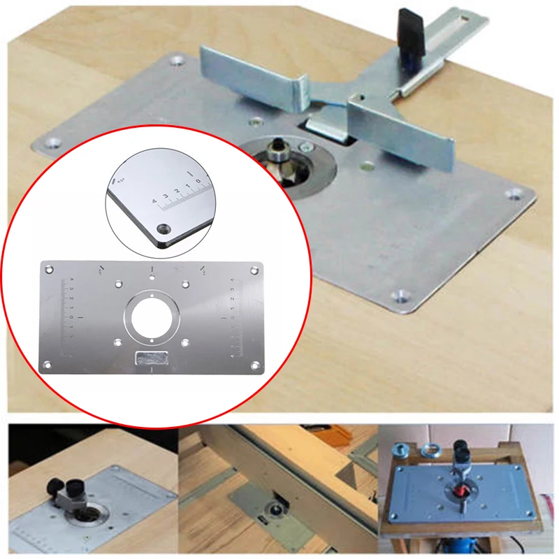 

Aluminum Router Table Insert Plate &4 Rings Screws For Woodworking Benches Kit .