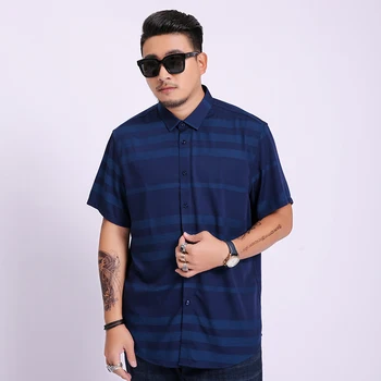 

2019 Summer New Men's Shirt Large Size Male Fashion Casual Striped Short Sleeve Shirt Brand Men's Clothing 5xl 6xl 7xl 8xl