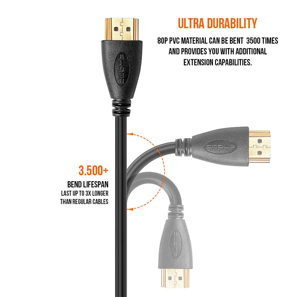 Горячая Премиум HDMI кабель v2.0 Золото высокая скорость HDTV Ultra HD 2160p 4K 3D 0,5 м до 5 м