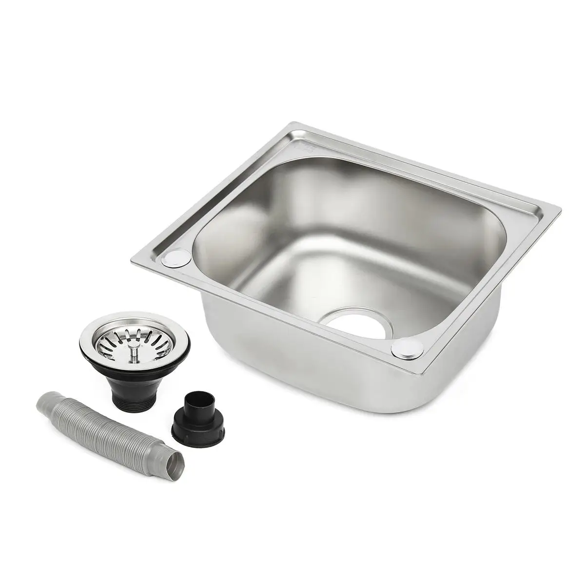 

17x15'' Stainless Steel Water Sink Single Bowl Kitchen Laundry Washing Sinks Under/Topmount Faucet Accessories Replacement