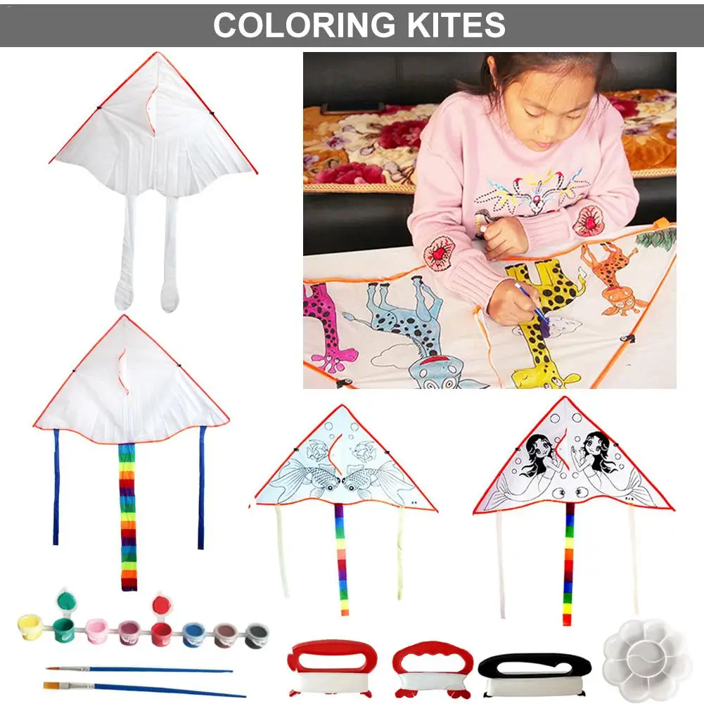 

DIY Painting Kites With Bright Colors And Lively Shapes DIY Blank Painting Kites Doodle Kite With Flying Lines For Kids