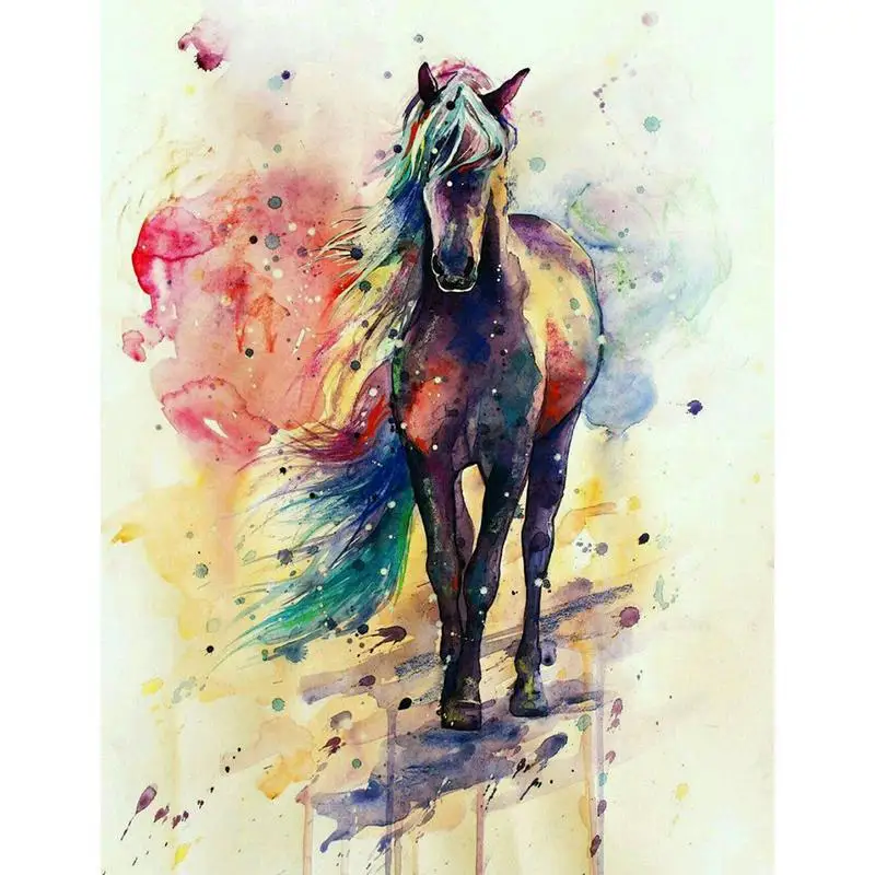 

Full Drill Square Multi Color Horse Diamond Painting Kit - DIY Cross Stitch Rhinestone Mosaic