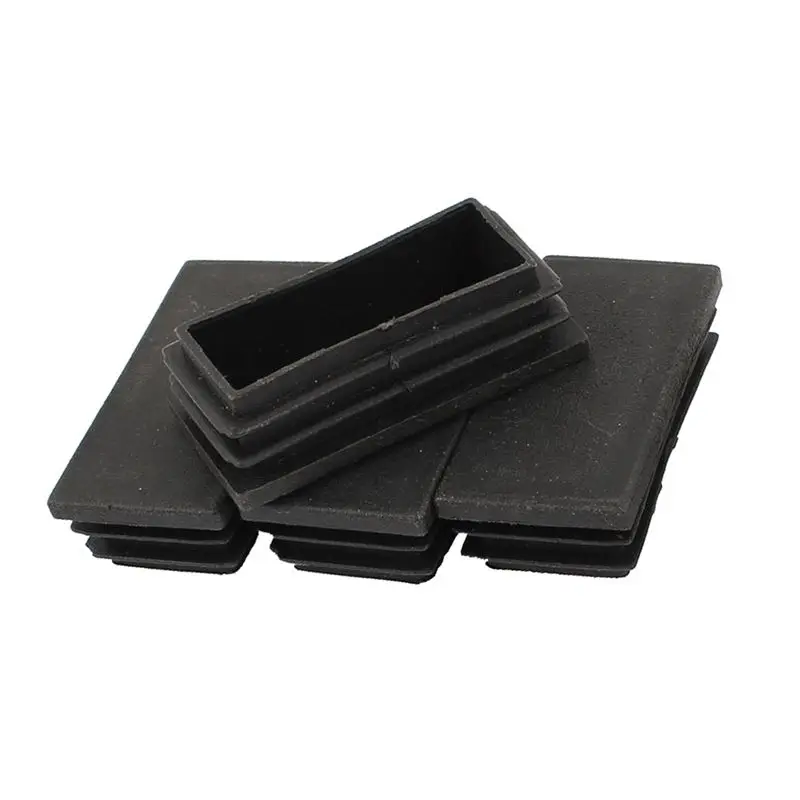 5 قطع مستطيل سدادات أنبوب أعمى نهاية لوحات 60 مللي متر x 30 مللي متر الأسود