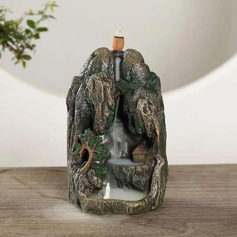 

Backflow Incense Burner Holder Lofty Mountains And Flow-Water Incense Holder Smoke Waterfall Ceramic Censer Aromatic Home Office