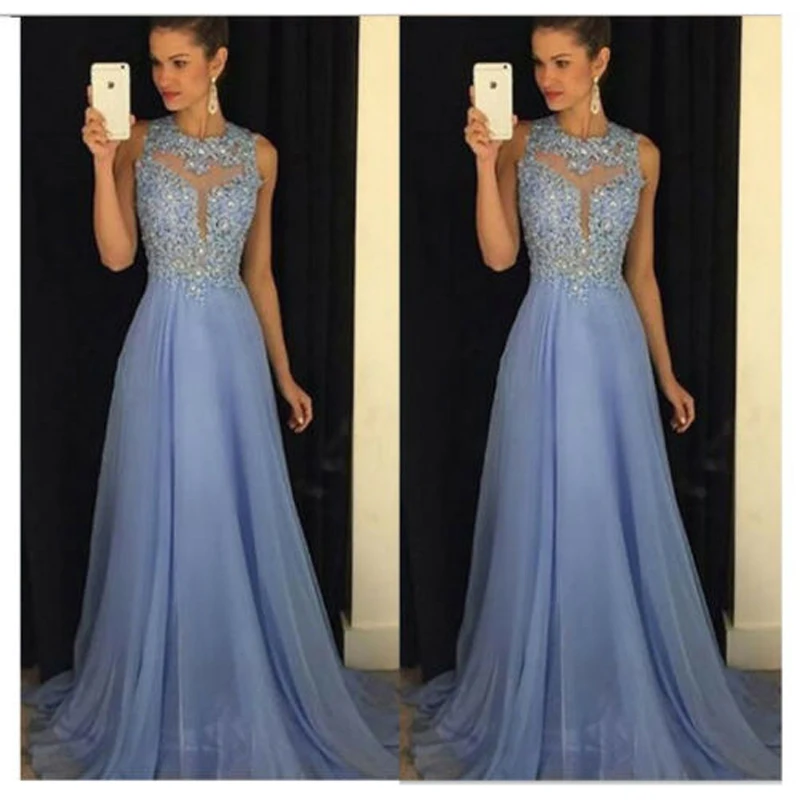 

2019 New Summer Elegant Lady Fashion Women Wedding Sexy Lace Dress Prom Party Gown Dresses Blue Color Size Dress