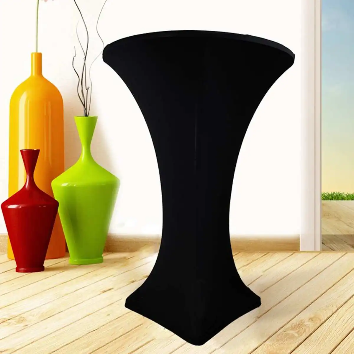 

5Pcs/Set 60cm Stretch Spandex Cocktail Dry High Bar Table Cover Cloth Wedding Party Elastic Tablecloth Decoration Black