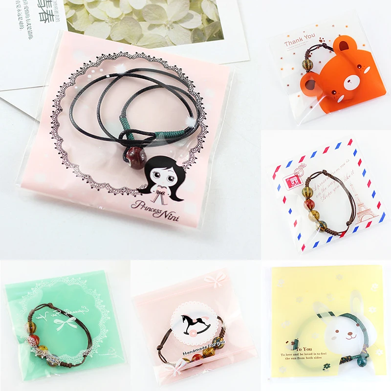 

Bracelets Jewelry Package Self-Stick Lovely Gift Bags 10*12cm Opp Bag 10PCS Transparent Packaging Earring Cute Necklace Hot Sale