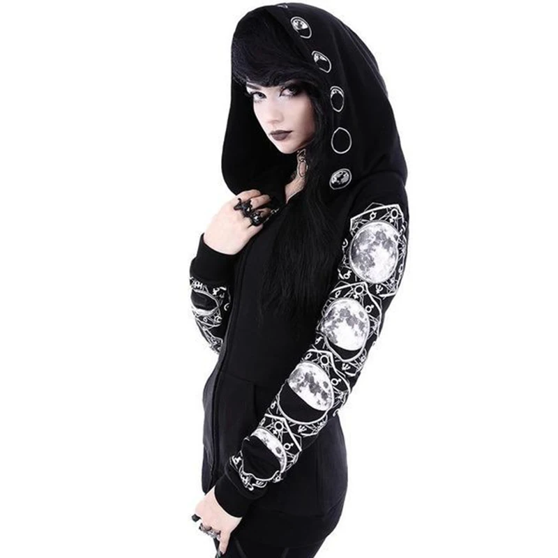 astounding  Plus Size Women Gothic Jacket Witch Wizard Cosplay Hoodie Sweatshirt Cape Coat