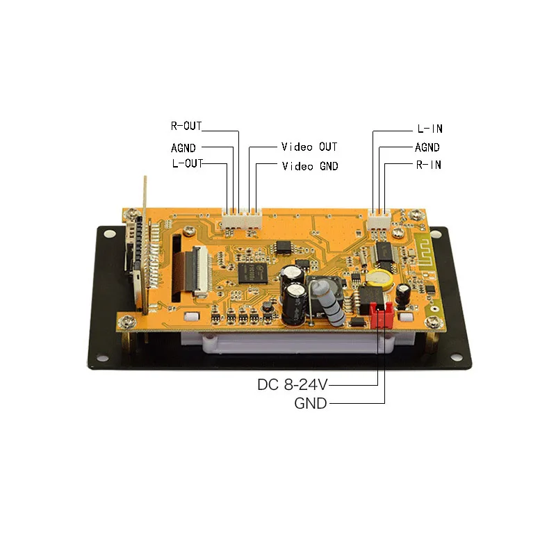 CLAITE 2 канальный Bluetooth 4 DAC усилитель ЖК дисплей видео/аудио декодер доска 12V 24V MP4/MP5 HD