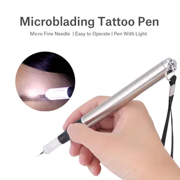 

Microblading Tattoo Pen with LED Light Multifpurpose Needle Blade Tattoo Machine for Permanent Makeup + 5pcs R5+ 5pcs 18 Needles