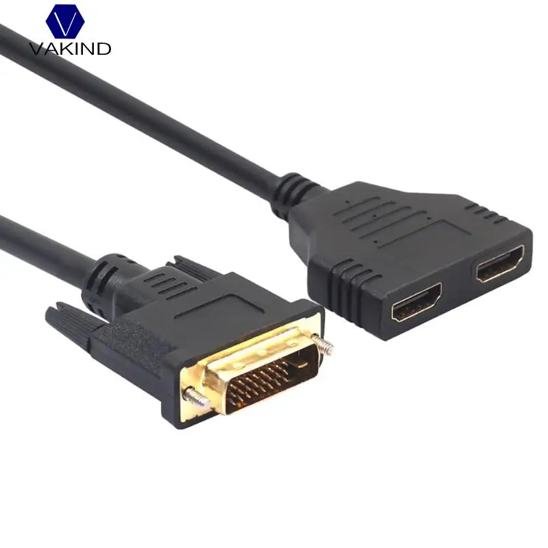 2019 30 см DVI-D Мужской 24 + 1 на два HDMI Двойной Женский Splitter конвертер видеоадаптера кабель провод