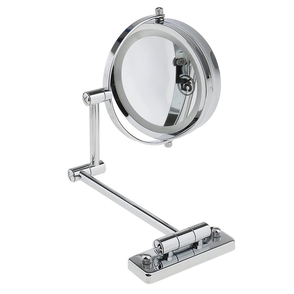 Регулируемый круглый светодиодный светильник двухстороннее настенное крепление зеркало 5x увеличительное складное Латунное зеркало для ванной