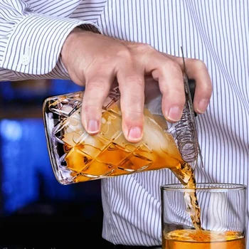 

Manual Carving Japanese Mini Bar Bartender Cocktail Shaker Crystal Mixing Glass Flip Stir Cup Sour Wine Mixingglass Accessories