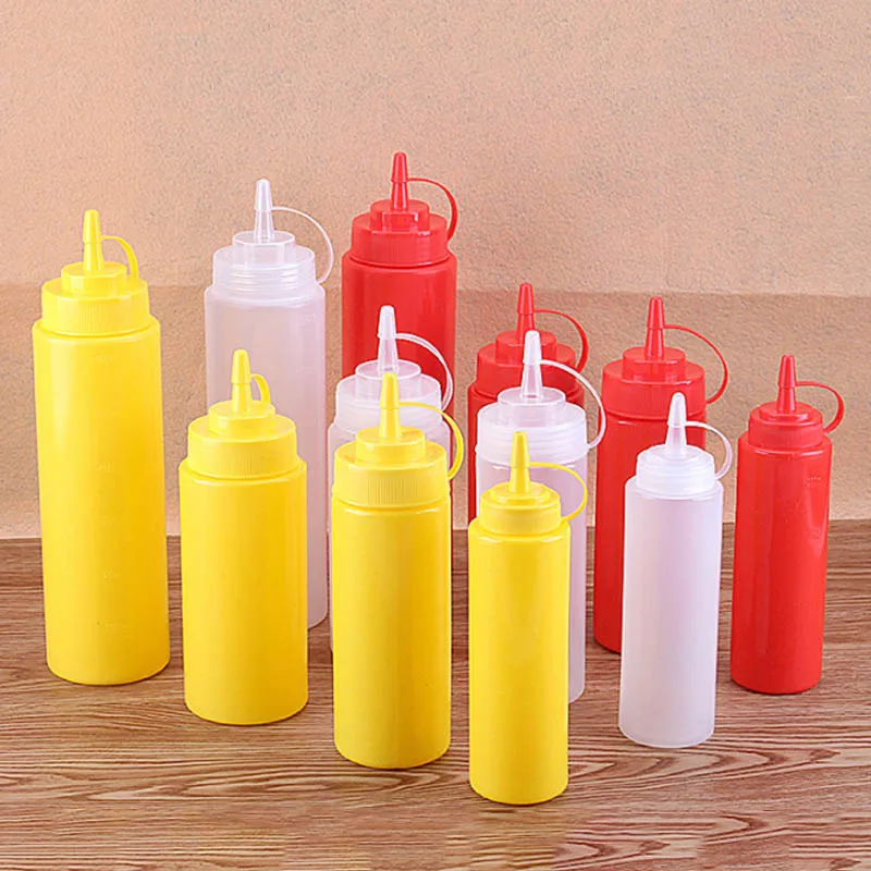 

8/12/16/24oz Kitchen Squeeze Bottle Sushi Condiment Mustard Dispenser Sauce Vinegar Oil Ketchup Gravy Cruet Kitchen Gadgets