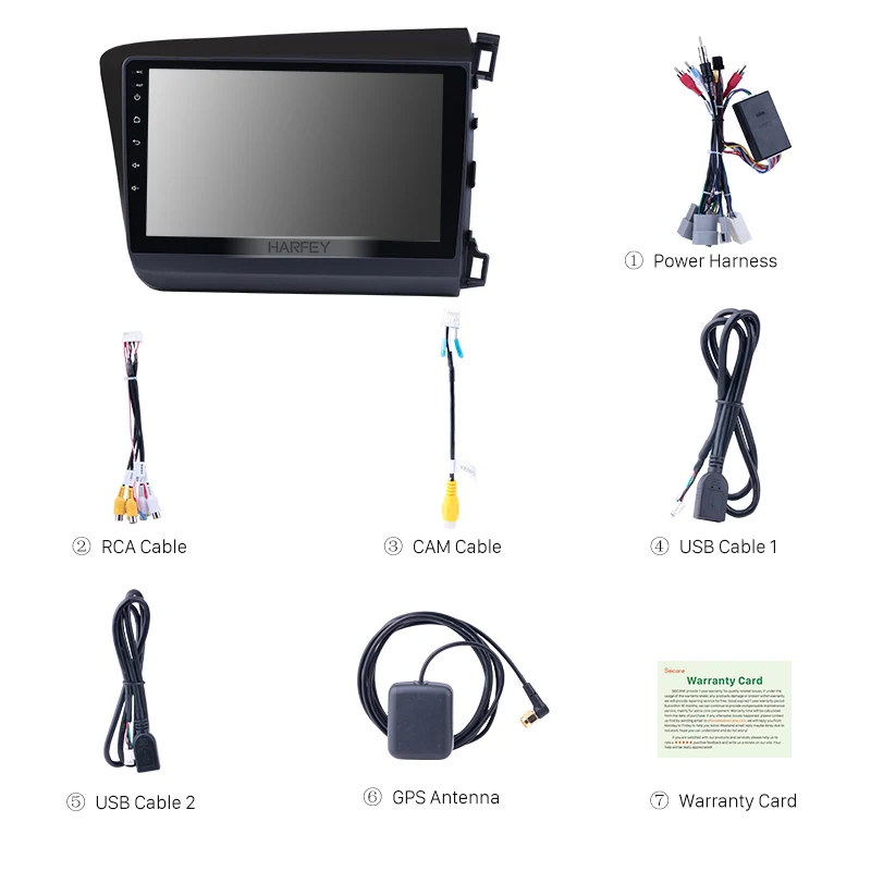 Excellent Harfey Car Radio GPS Multimedia Player For 2012 HONDA CIVIC Right Hand Driving Android 6.0/8.1 9" Head Unit With WIFI OBD2 3