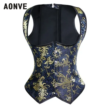 

Aonve Steampunk Underbust Corset Vintage Women Sexy Bustiers 6XL Plus Size Korset Femme Black Blue Steel Bones Korsett