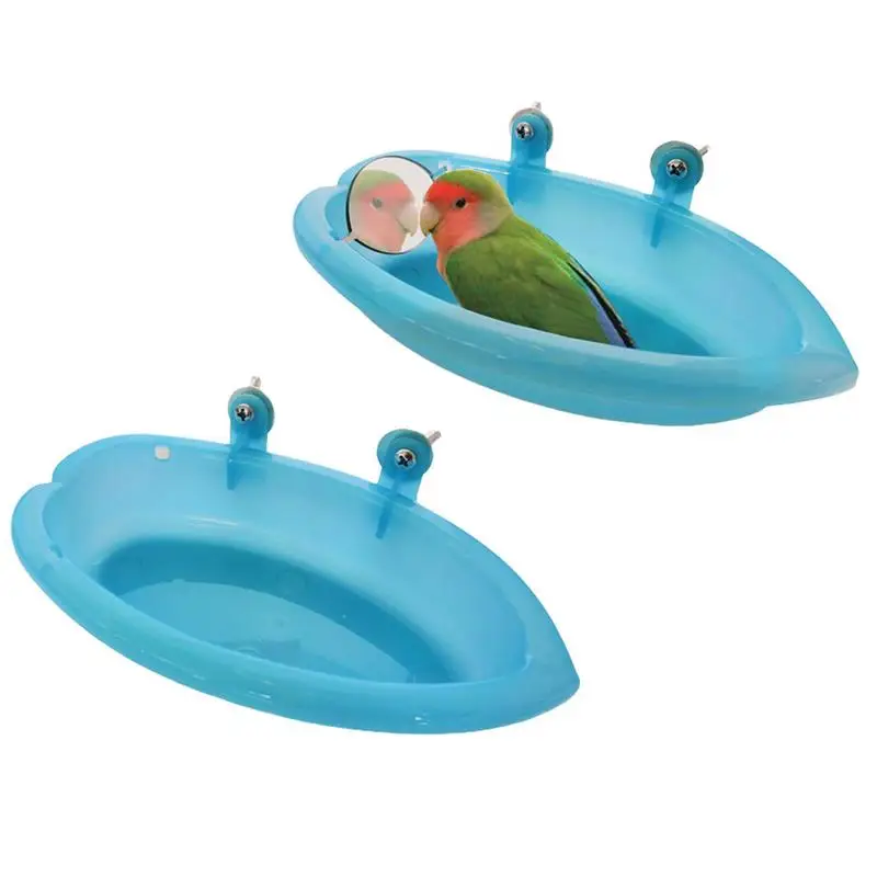 

Bird Bathtub With Mirror Small Parrot Peony Washbasin Food Bowl Feeder