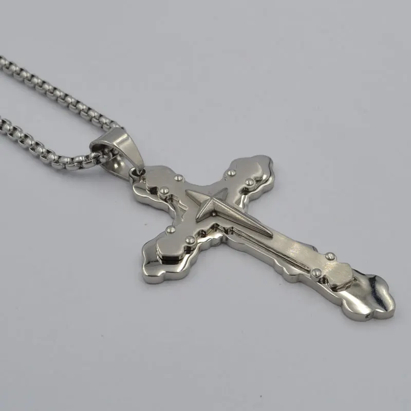 Stainless Steel Beaded Rosary Cross Necklace U20136MM Crucifix Cross Medallion Rosary Chain Y-Necklace For Women & Men Religious Jewelry Comes In - Foto 14
