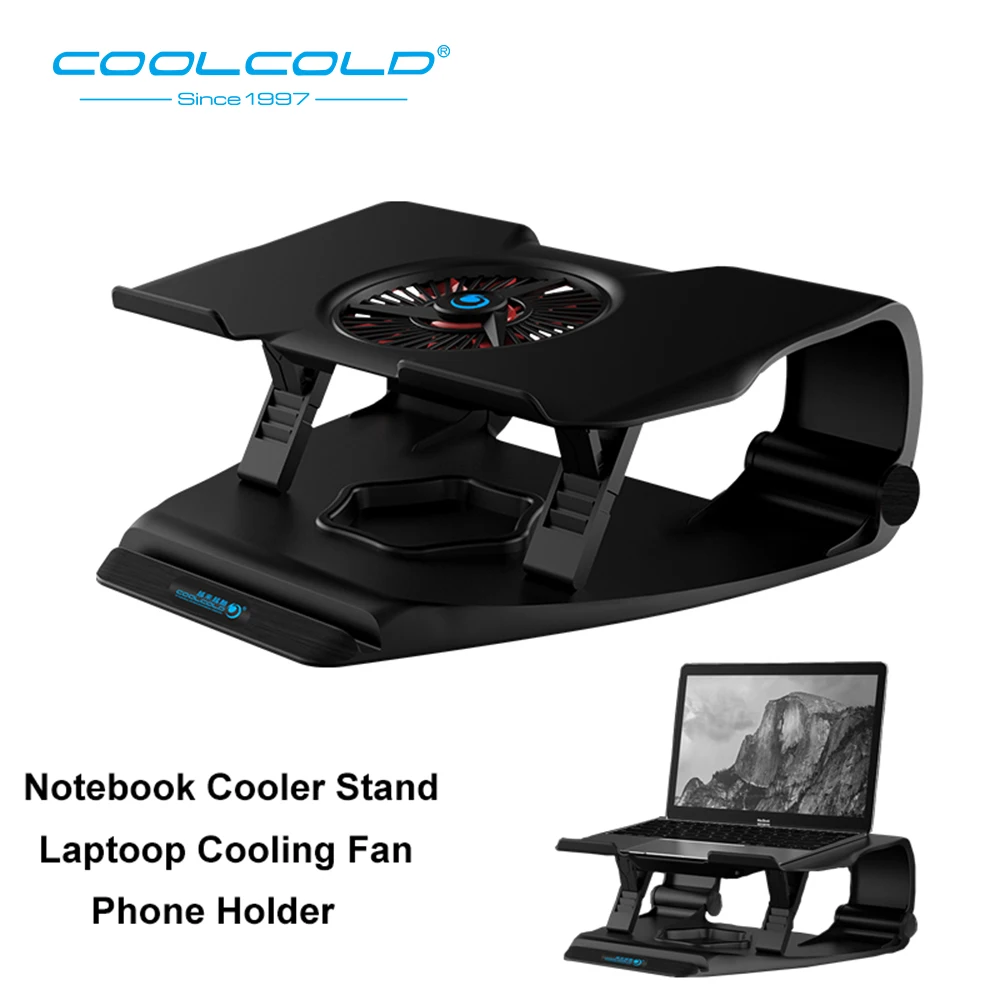 

COOLCOLD Hollow Design Notebook Cooler Stand Single Led Cooling Fan Two USB Port Laptop Cooling Pad For 17inch Tablet Laptop