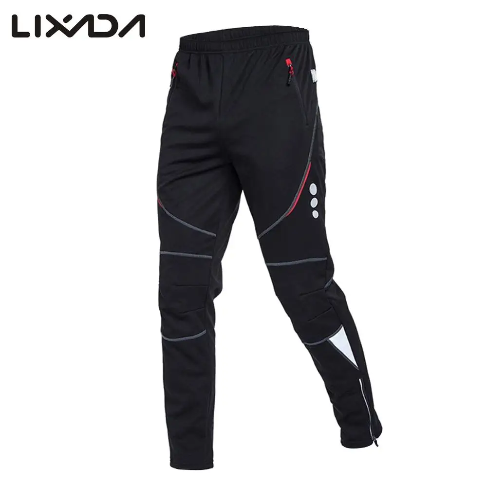 

Lixada Men's Cycling Pants Athletic Pants Windproof Thermal Fleece Winter Bike Riding Running Sports Pants Trousers
