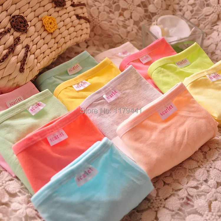 

New arrived young girl underwear cotton panties solid candy big large waist XL girl's briefs everyday pants 6pc/lot