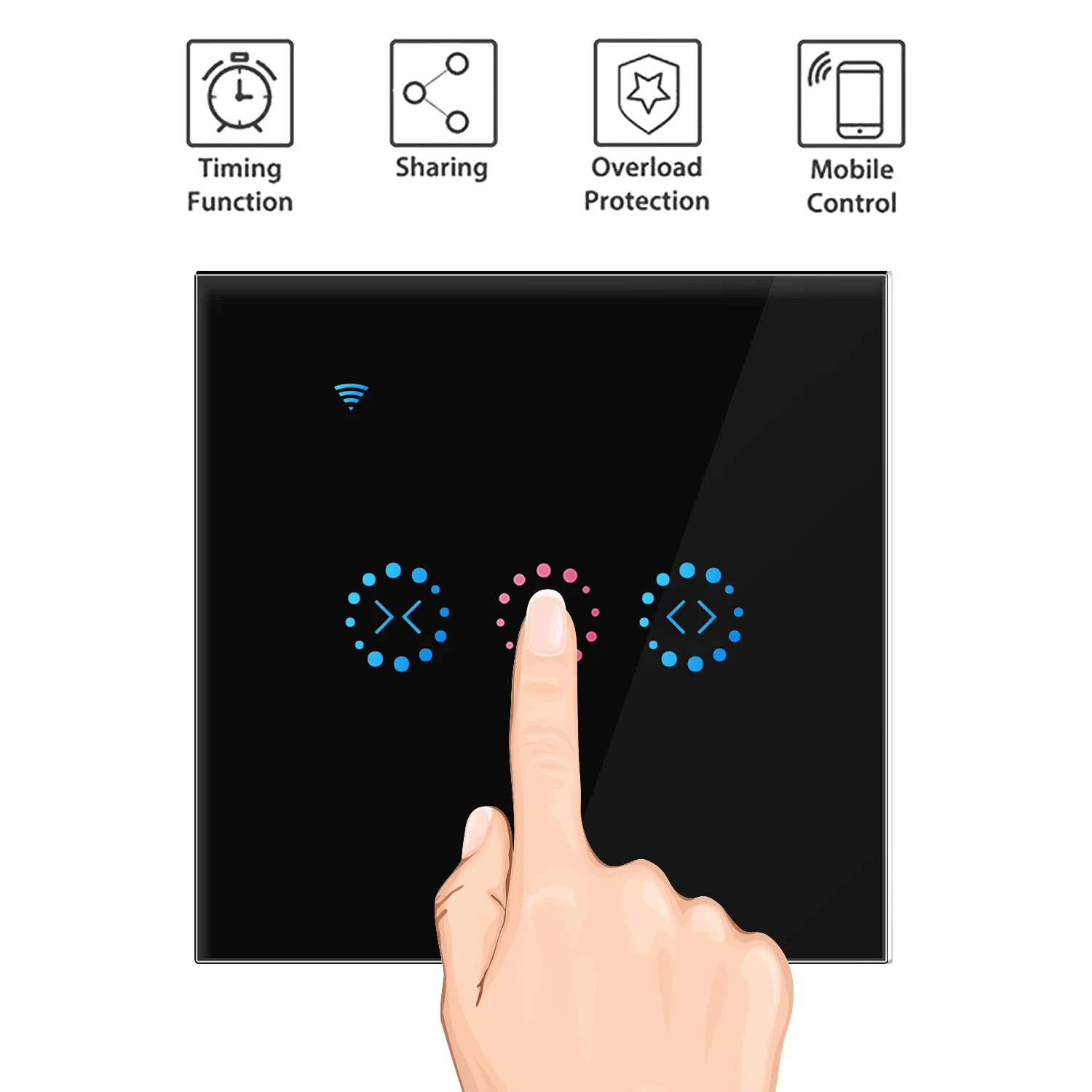 

EU/UK AC100-250V WiFi Electrical Blinds Switch Touch APP Voice Control By Alexa Echo For Mechanical Limit Blinds Motor