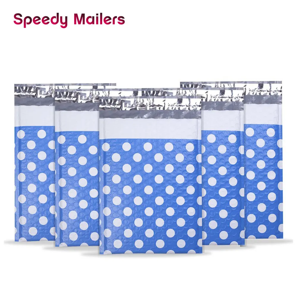 Speedy Mailers 10 шт. #0 6x9 дюймов/175*230 мм синий и белый узор в горошек пузырьковый конверт