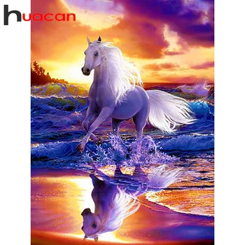 

Huacan DIY Diamond Painting Horses Diamond Embroidery Full Display Animals Diamond Mosaic Sale Pictures With Rhinestones Gift
