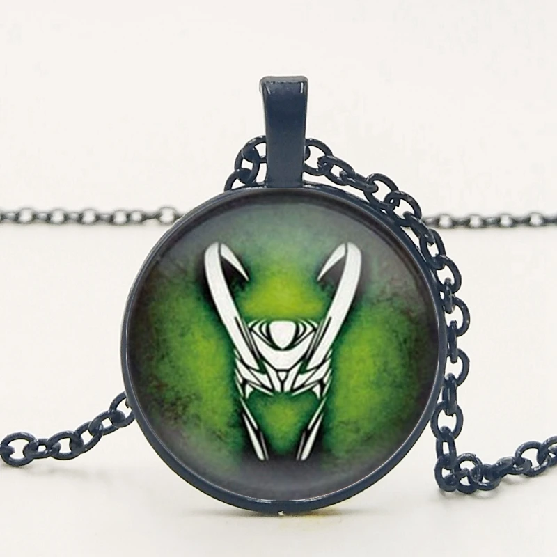 

2019/Loki God of Mischief Pendant Vintage Statement Glass Pendant Charms Choker Badge Necklace Jewelry