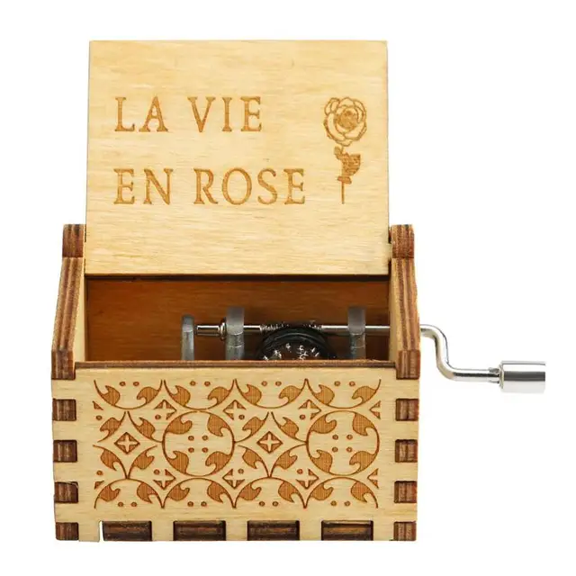 Antique Carved Moon River Music Box Birthday Gift La Vie En Rose Wedding Decoration Digital Baby Theme 6