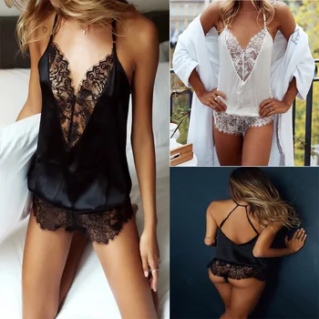 

V Neck Lace Full Slips Women Sexy Lingerie Underwear Woman Petticoat Intimates Sleepwear Female Briefs Nightwear 2019