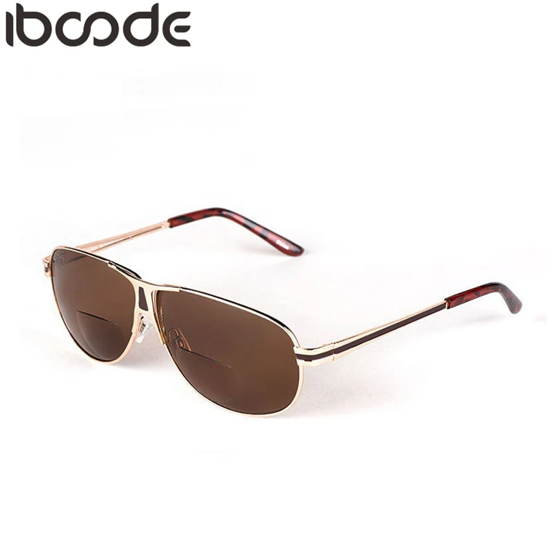 

iboode Bifocal Reading Glasses Retro Metal Full Frame Polarized Sunglasses Presbyopic Eyewear Female Male Unisex Oculos De Sol