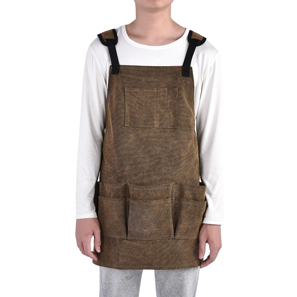 

Wax Canvas Multi-functional Adjustable Belt with Pockets Apron for BBQ Cooking Baking