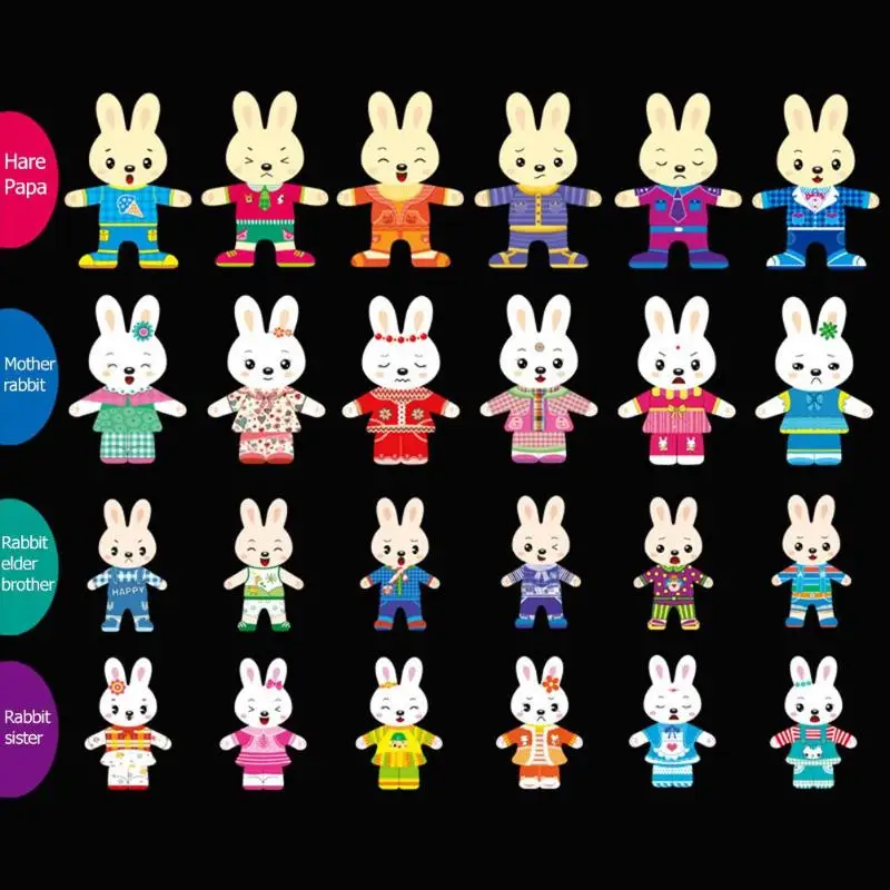 Детские деревянные головоломки игра-головоломка кролик изменить одежда игрушки для детей развивающие игрушки День рождения Рождественский подарок