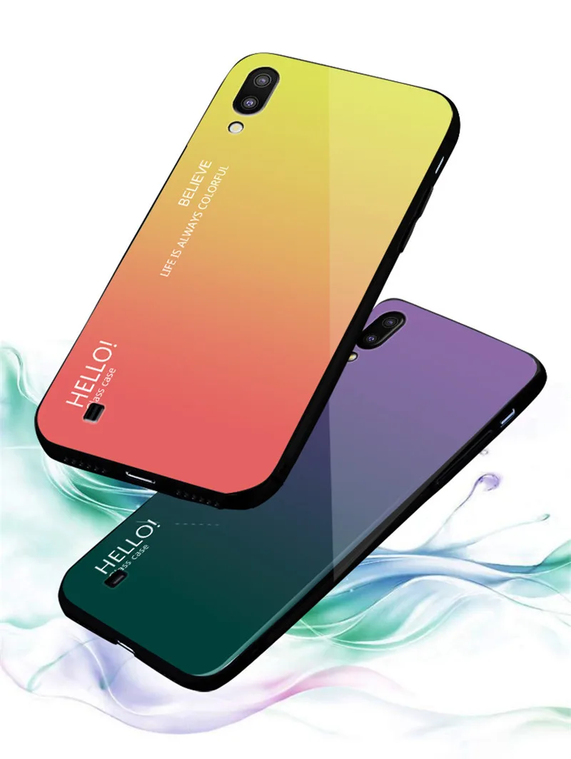 Чехол для Samsung Galaxy M10 M20 чехол с градиентом закаленное стекло задняя крышка M 20