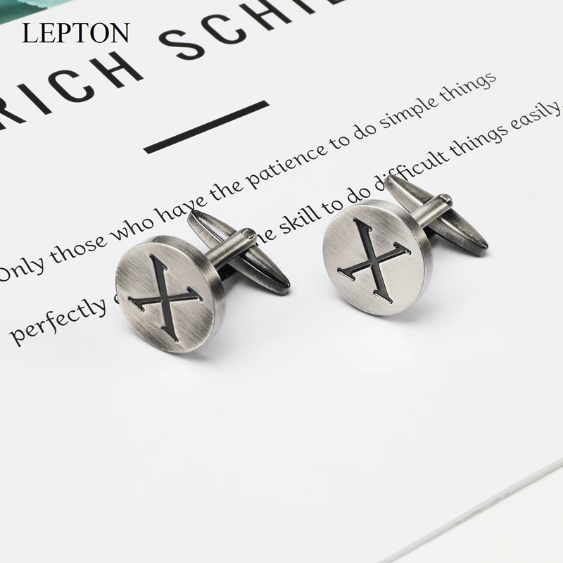 Запонки Алфавит Lepton Letters X of an для мужчин s антикварные посеребренные круглые