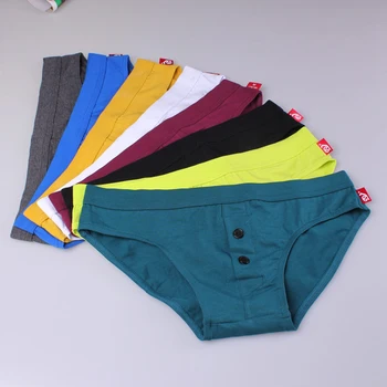 

AIIOU Sexy Mens Bikini Underwear Briefs Cotton Button Comfortable High Quality Home Men's Underwear Briefs Underpants 8PCS/Lot